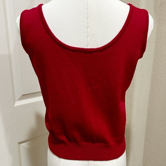 St. John Collection by Marie Red Santana Knit Star Tank Top Crop Sz P - Picture 5 of 8